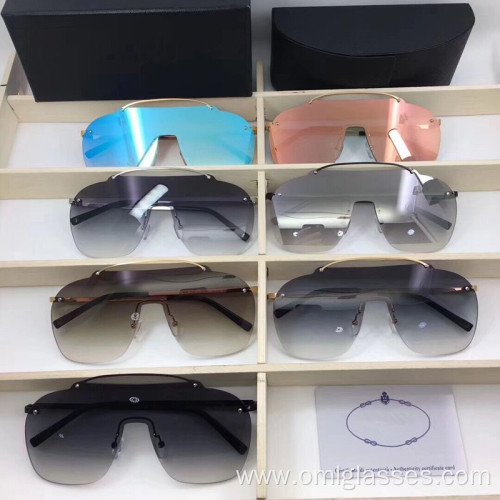 Goggle Rimless Sunglasses with Colorful Lens